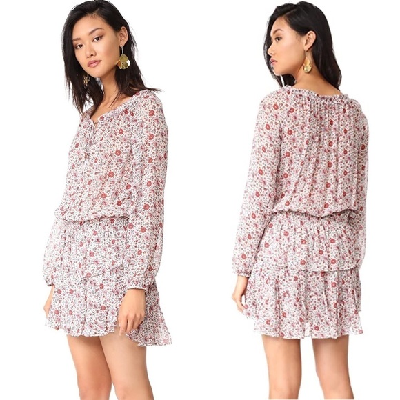 LoveShackFancy Popover Mini Dress Granada Floral Sunrise
